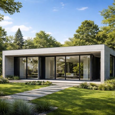 maison-prefabriquee-moderne-beton-verdure