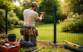 artisan-installant-cloture-jardin-ensoleille