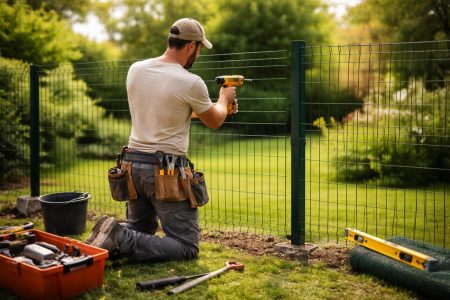 artisan-installant-cloture-jardin-ensoleille