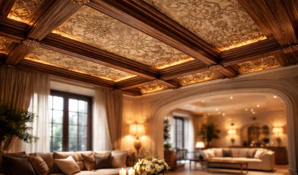 piece-elegante-poutres-bois-eclairage-doux