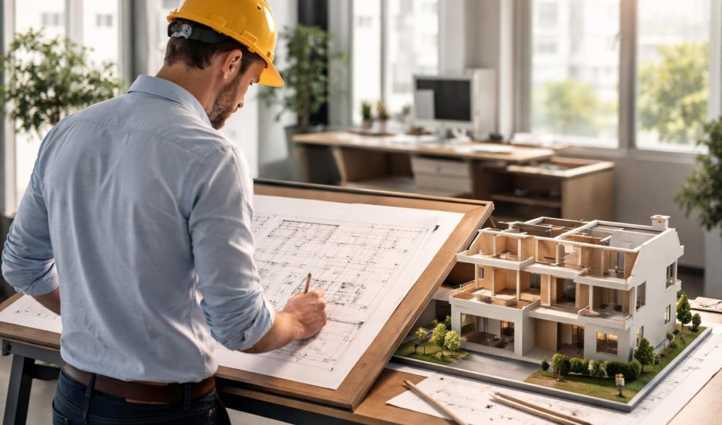 architecte-plans-maison-maquette-bureau