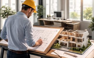 architecte-plans-maison-maquette-bureau