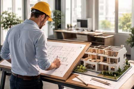 architecte-plans-maison-maquette-bureau