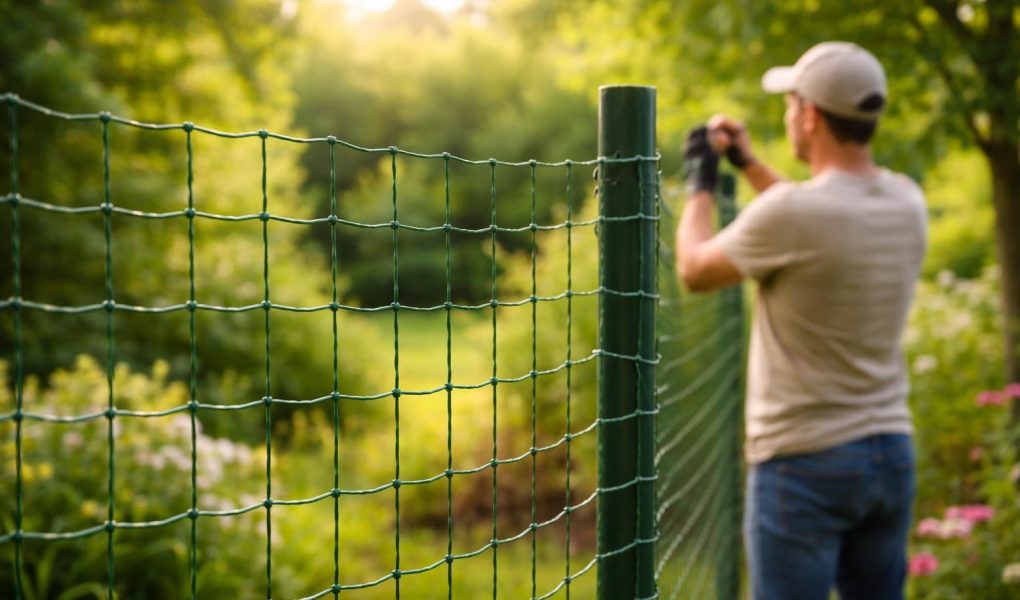 personne-installant-cloture-jardin-verdure