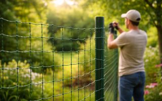 personne-installant-cloture-jardin-verdure