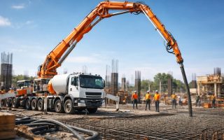 pompe-beton-travailleurs-chantier-ciel-bleu