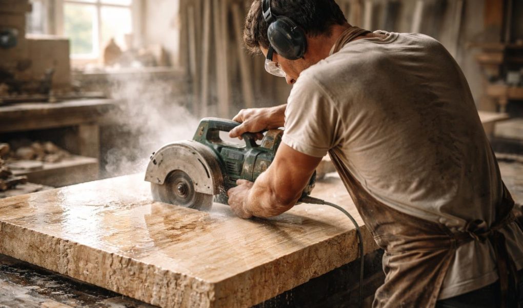 artisan-coupe-travertin-scie-electrique